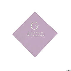Lilac Wedding Monogram Personalized Napkins with Silver Foil - Beverage