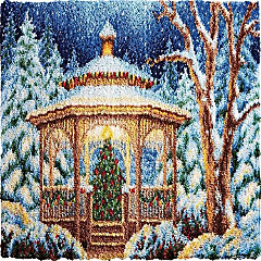LovelyLust.com Christmas Gazebo Rug Making Latch Hooking Kit (60x40cm Printed canvas)