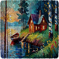 LovelyLust.com Lakeside Rug Making Latch Hooking Kit (Printed canvas)