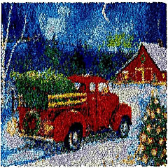 LovelyLust.com Vintage Xmas Rug Making Latch Hooking Kit (122x92cm Printed canvas)
