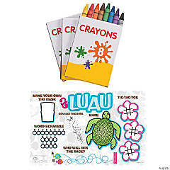 Luau Activity Placemat & Crayons Kit for 12