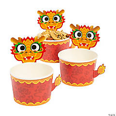 Lunar New Year Chinese Dragon Disposable Paper Snack Cups - 12 Pc.