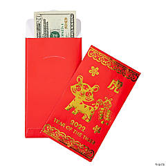 Lunar New Year Tiger Money Treat Bags - 24 Pc.