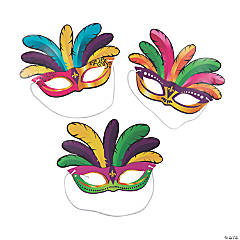 Mardi Gras Paper Masks- 12 Pc.