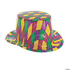 Mardi Gras Pattern Top Hats - 12 Pc.