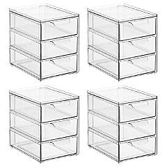 MDesign Plastic Organizer Box with 2 Drawers for Glasses, Accessories -  Clear