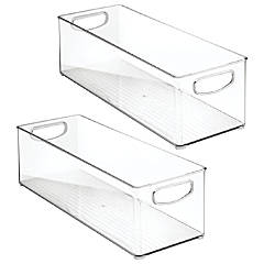 mDesign Small Plastic Divided Cosmetic Storage Organizer Caddy Tote Bin -  Clear