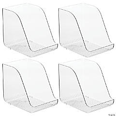 mDesign Plastic Kitchen Pantry Organizer for Tall Skinny Cans - 4 Pack - Clear