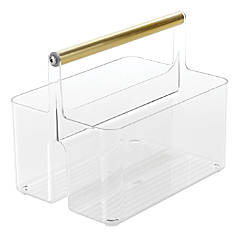 mDesign Small Plastic Divided Cosmetic Storage Organizer Caddy Tote Bin -  Clear
