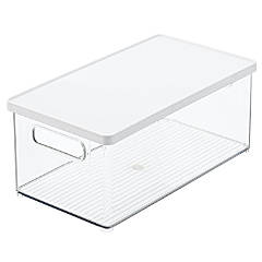 mDesign Plastic Craft Room Stackable Storage Box, Hinge Lid, 4