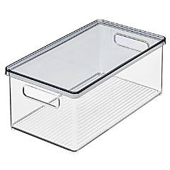 mDesign Plastic Storage Bin Box Container, Lid and Handles, 4 Pack, Clear/Gray  