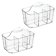 mDesign Plastic Sewing & Craft Storage Organizer Caddy Tote Bin - 2 Pack - White