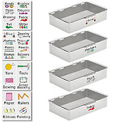 6 Pack Plastic Organizer Box with Dividers, Jewelry Craft Organizer Box,  Stackable Containers & Labels, 7 x 4 x 1 in