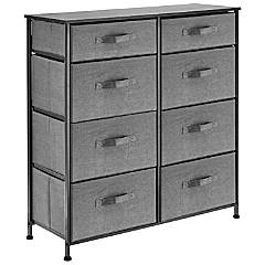 mDesign Narrow Dresser Storage Tower Stand with 4 Removable Fabric Drawers,  Gray