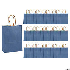 Medium Blue Kraft Paper Gift Bags - 36 Pc.