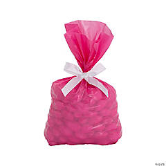 Medium Pink Cellophane Bags with White Bow Kit for 50