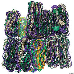 24 Pcs Metallic Bead Necklaces Mardi Gras Party Round Beaded Necklaces Bulk  for Patriotic Day, Halloween, Christmas, Party Favor, Carnival