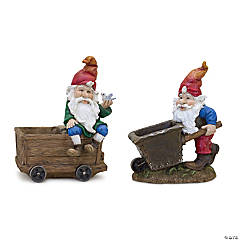 Melrose International Gnomes with Wheelbarrow and Wagon (Set of 2)