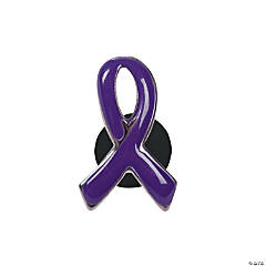 Metal Purple Awareness Ribbon Pins