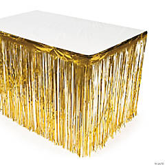 Tiered Mardi Gras Metallic Fringe Plastic Table Skirt