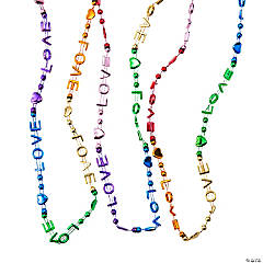 Metallic Love Rainbow Bead Necklaces - 24 Pc.