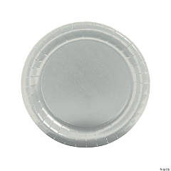 Metallic Silver Paper Dinner Plates - 24 Ct.
