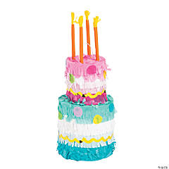 Mini Birthday Cake Piñata Decorations - 3 Pc.