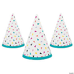 Mini Birthday Confetti Cone Party Hats - 8 Pc.