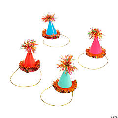 Mini Fiesta Floral Bright Cone Party Hats - 8 Pc.
