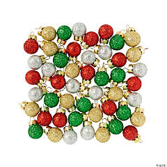 Mini Glitter Craft Christmas Bulbs - 48 Pc.