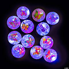 Mini Light-Up Glitter Butterfly Bouncy Balls - 12 Pc.