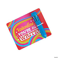 Mini Neon Shuttle Pens with Valentine’s Day Card for 12