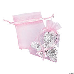 Mini Pink Pastel Organza Drawstring Treat Bags