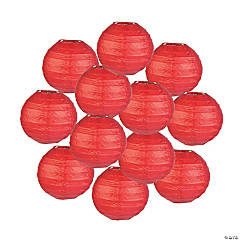 Mini Red Hanging Paper Lanterns - 12 Pc.