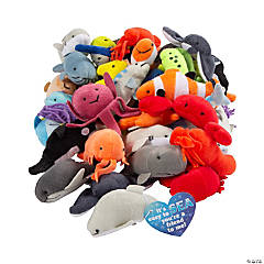 Mini Sea Life Stuffed Animals Valentine Exchanges with Card for 50