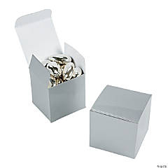 Mini Silver Favor Boxes - 24 Pc.