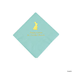 Mint Green Easter Bunny Personalized Napkins with Gold Foil - Beverage