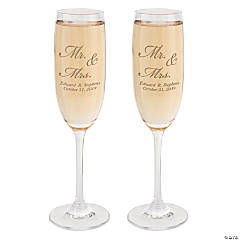 “Mr. & Mrs.” Personalized Glass Flutes - 2 Ct.