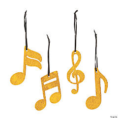 Musical Note Wood Ornaments - 12 Pc.