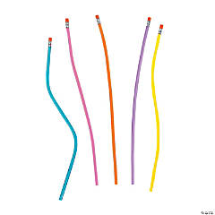 Neon Glitter Flexible Plastic Pencils - 12 Pc.