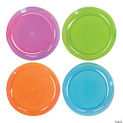 Reli. 50 Pcs Plastic Dessert Plates, Disposable (7.5 inch, White W/Gold Rim) | Plastic Plates for Party, Heavy Duty | Hard PL