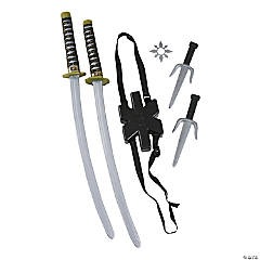 Skeleteen Juego de juguetes de espada ninja, disfraz de guerrero de lucha  con espadas katana, dagas Sai y estrellas Shuriken, 6 piezas