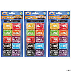 Non-Magnetic Mini Whiteboard Erasers, Chalk Loop, 10 Per Pack, 3 Packs