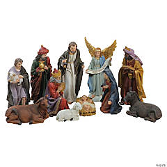 Northlight - 11pc Blue and Red Christmas Nativity Figurine Set 12.25