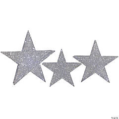 Northlight 2' LED Pre-Lit Silver Stars Outdoor Christmas Decorations, Set of 3