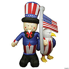 Northlight 6' Blue and Red Inflatable Lighted Uncle Sam with American Flag and Eagle Outdoor Decor