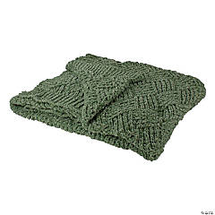 Northlight Green Chenille Cable Knit Rectangular Throw Blanket 50