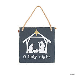 O Holy Night Rustic Wood Sign Christmas Ornaments - 12 Pc.
