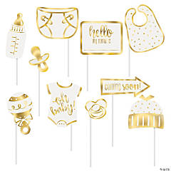 Oh Baby Gold Photo Stick Props - 10 Pc.