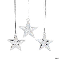 Opalized Star Glass Christmas Ornaments - 12 Pc.